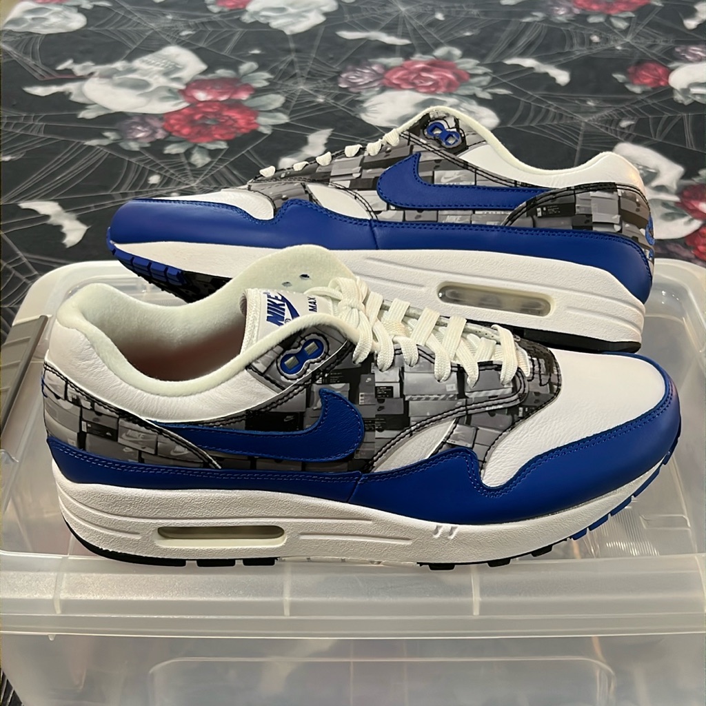 Nike Shoes | Ds 2018 Nike X Atmos Air Max 1 “We Love Nike” Collaboration Game Royal Mens 8.5 | Color: Blue/White | Size: 8.5