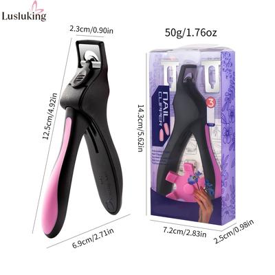 TEMU 1pc Lusluking Professional Adjustable Stainless Steel Nail Clippers For Acrylic & False Nails - Easy-to-use Manicure Tool With 3-shape Trimming, Handle Image
