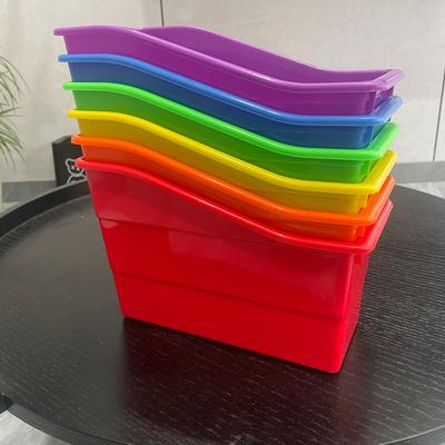 TEMU 6pcs Plastic Storage Boxes With Lids - Durable Organizers For Kitchen, Bathroom, Toys, Tools & Makeup - Stackable Space-saving Containers With Lids, Cupboard Organizers And Storage Image