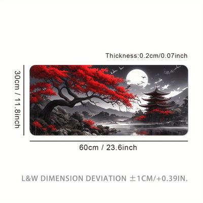 TEMU Gaming Mouse Pad, Long And , Desk Mat, Washable, Locked , Rectangular, Office Desk Accessory, Red Image