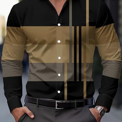 TEMU Men' Print Shirt, Casual Breathable Long-sleeve Button-up With A Collar For Spring And Autumn. Image