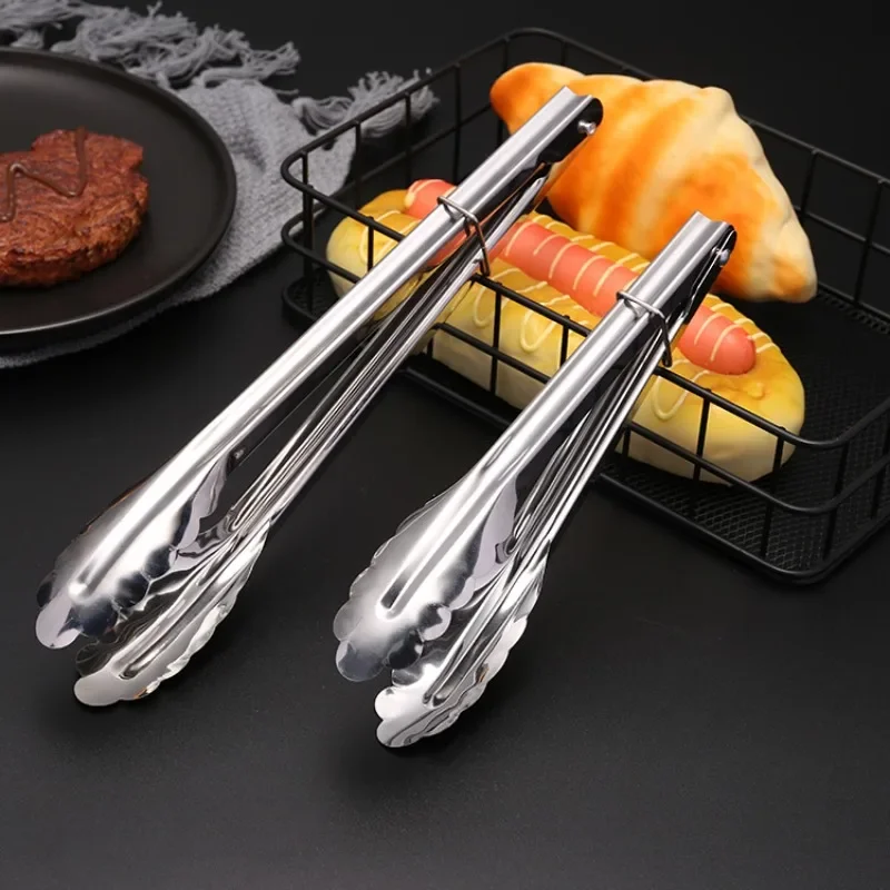 Accessoires de cuisine, produits ménagers, ustensiles de cuisine, accessoires de barbecue, Buffet, pain, pinces alimentaires en acier inoxydable, outils de cuisine