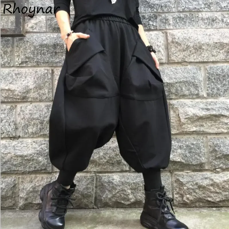 Harem Schwarze Hosen Frauen Baggy M-3XL Temper Große Taschen Unisex Amerikanische Streetwear Teenager Y2k Kleidung Hosen Persönliche Pantalones