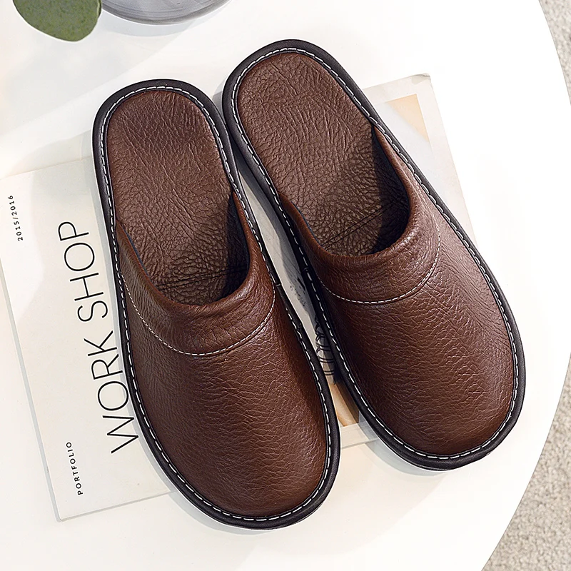 Paare Einfache Leder Hausschuhe Männer Hause Frühling Schuhe 2021 Trend Flache Präzision Nähte Mann hausschuhe Indoor Leder Schuhe