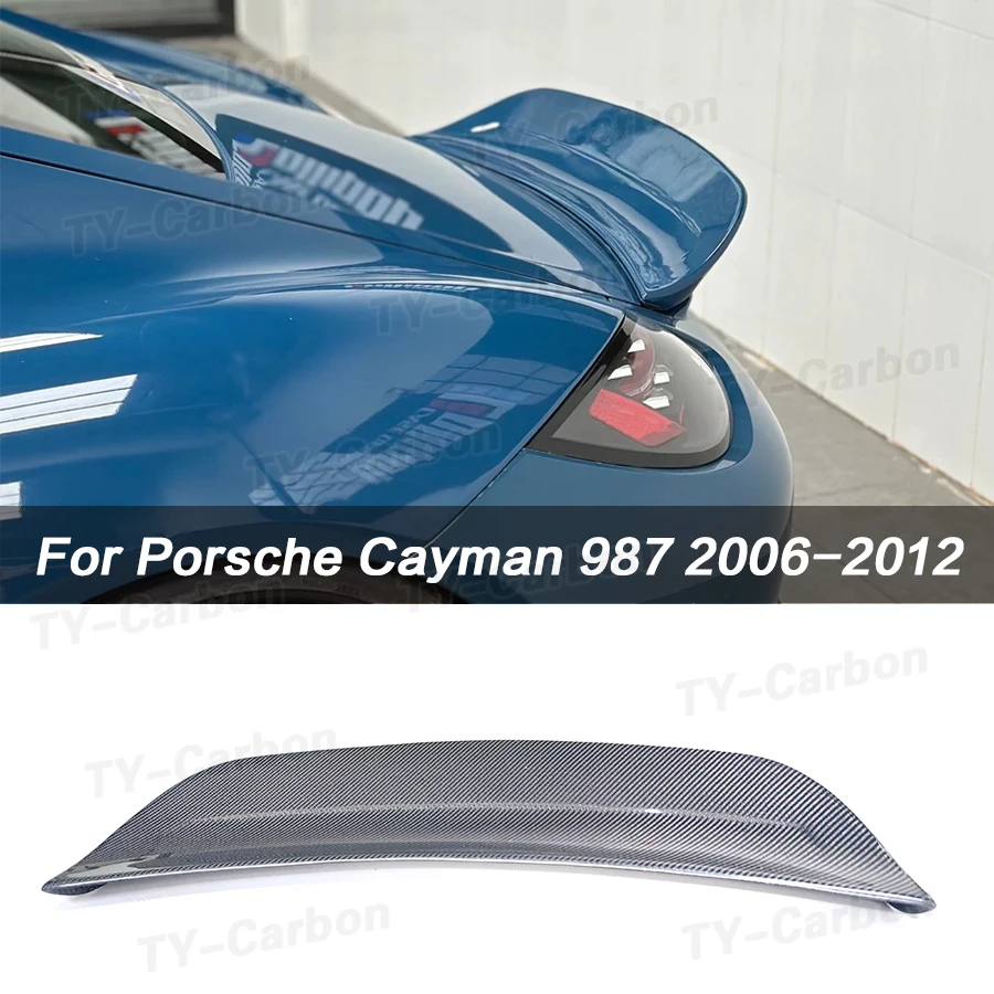 Real Carbon Fiber Auto Hinten Stamm Flügel Spoiler Für Porsche 987 Cayman Coupe 2005-2012 Boot Lip Flügel spoiler Bodykit FRP TY Stil Image