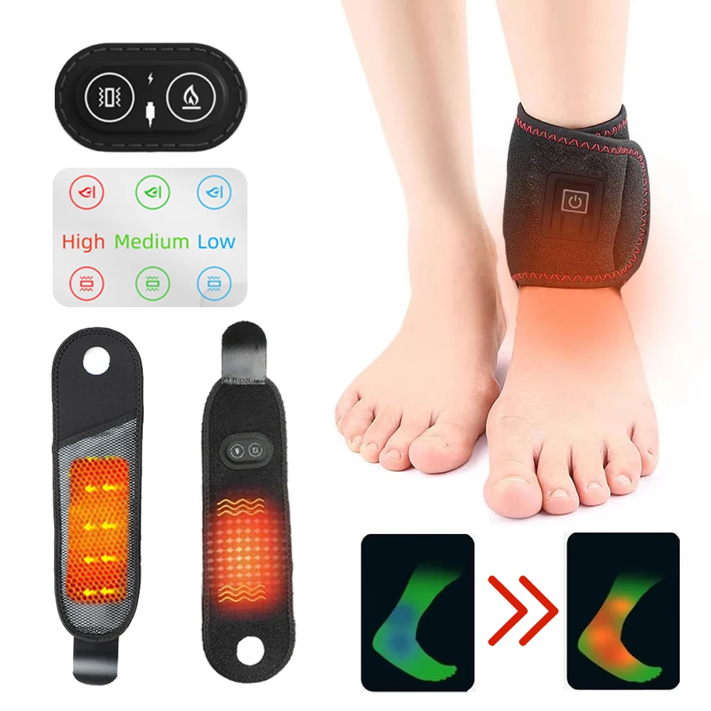 Einstellbare elektrische Heizung Knöchelgürtel Knöchelmassagegerät Unterstützung Männer und Frauen starke Knöchelbandage Sportschutz Knöchel Beintraining Image
