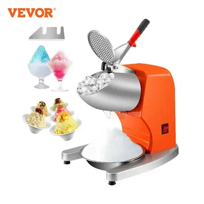 VEVOR 95Kg/H Electric Ice Crusher Dual Blade Snow Cone Granizing Machine with Free Tray Home Icy