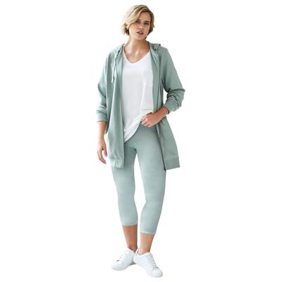 Plus Size Women's Knit Capri Leggings by ellos in Grey Spruce (Size 14/16)