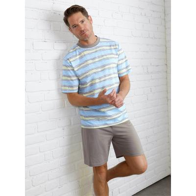 Shorty WÄSCHEPUR, Herren, Gr. 52/54, grau (weiß, grau, bedruckt), 100% Baumwolle, Homewear-Sets Image