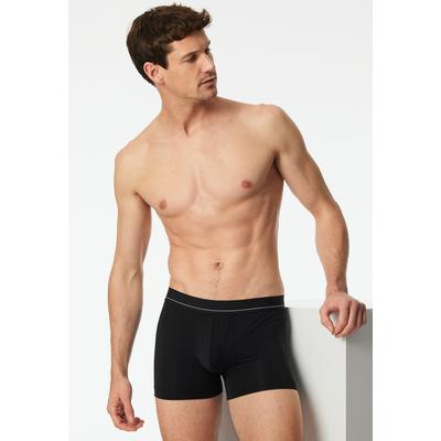 Boxershorts SCHIESSER "Pure Micro", Herren, Gr. 5, schwarz (000, schwarz), Microfaser, Obermaterial: 75% Modal, 15% Polyester, 10% Elasthan, unifarben mit Farbeinsatz, eng, Unterhosen, mit extra softem, überzogenem Bundgummi Image