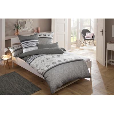Bettwäsche HOME AFFAIRE "Cremona", grau (anthrazit, grau), B/L: 135cm x 200cm, , Linon, B/L: 80cm x 40cm, Linon, Obermaterial: 100% Baumwolle, Bettwäsche, romantische Bettwäsche in verschiedenen Qualitäten, ab Gr. 135x200 cm Image