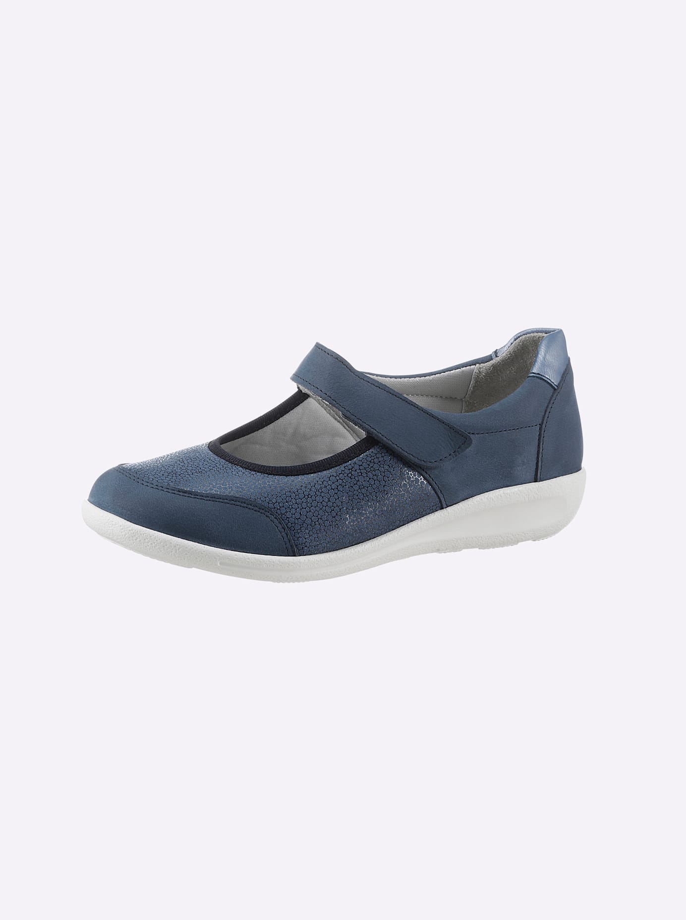 Slipper CASUAL LOOKS, Damen, Gr. 38, blau (jeansblau), Glattleder, Nubukleder, Textil, Schuhe