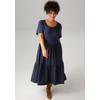 Sommerkleid ANISTON PLUS, Damen, Gr. 52, N-Gr, blau (marine), Single Jersey, Obermaterial: 95% Baumwolle, 5% Elasthan, unifarben, casual, figurumspielend wadenlang, Rundhals, Kurzarm, Kleider, aus elastischer Jersey-Qualität, Topseller