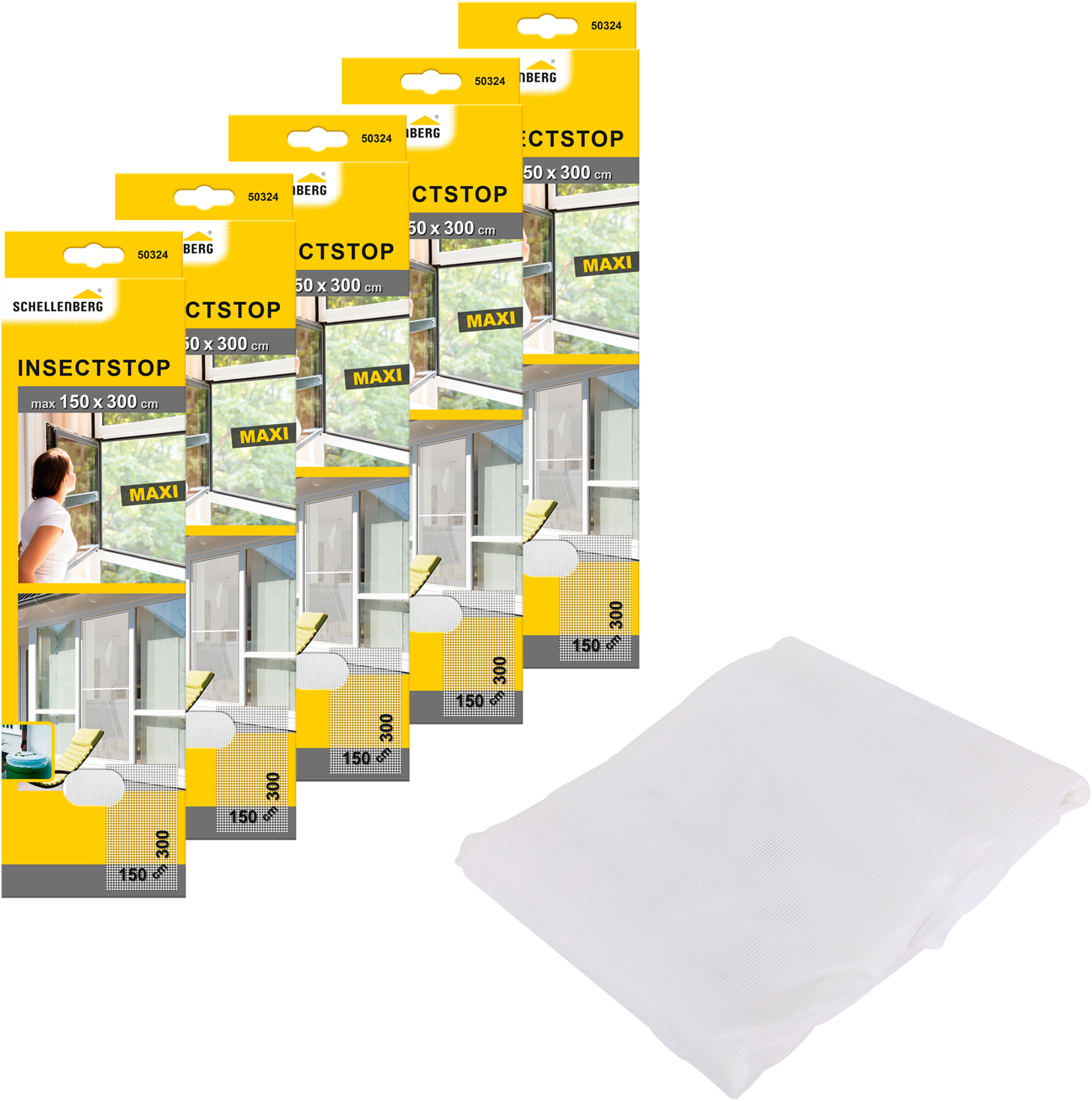 Fliegengitter-Gewebe SCHELLENBERG "Maxi für große Fenster", weiß (rahmen: weiß gewebe: weiß), B:150cm H:300cm, Insektenschutzgitter, Insektenschutz und Mückenschutz, 150 x 300 cm, anthrazit und weiß