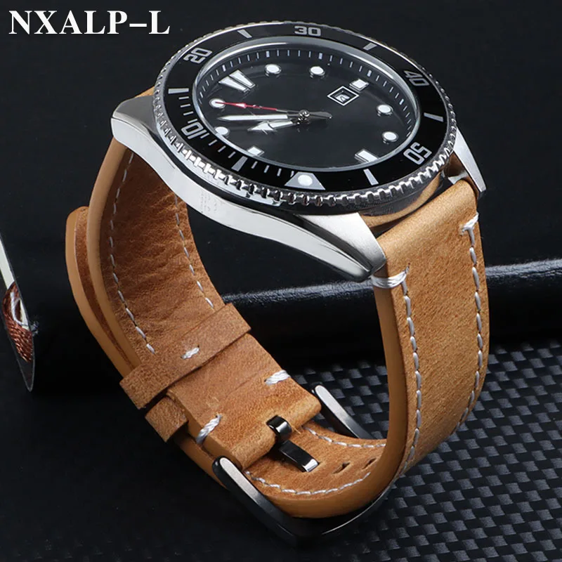 Retro Echtleder Armband 18mm 19mm 20mm 21mm 22mm 24mm Universal Uhrenarmband Schnellverschluss für Samsung für Huawei Uhr Image