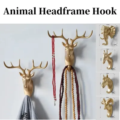 Wall Mounted Hook Animal Head Rack Jacket Cap Wall Mounted Horse Deer Elephant Giraffe Hook Decoration Bathroom Accessories