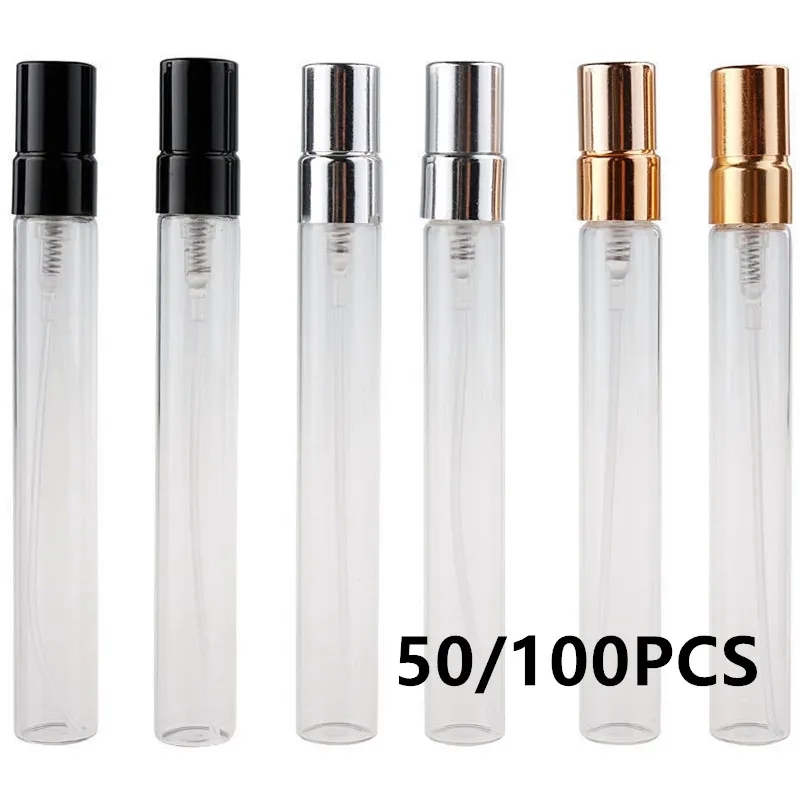 50/100PCS 2ML 3ML 5ML 10ML Gold Mini Leere Spray Flasche Kosmetik Parfüm glas Flasche Probe Dünne Glas Fläschchen Großhandel Image