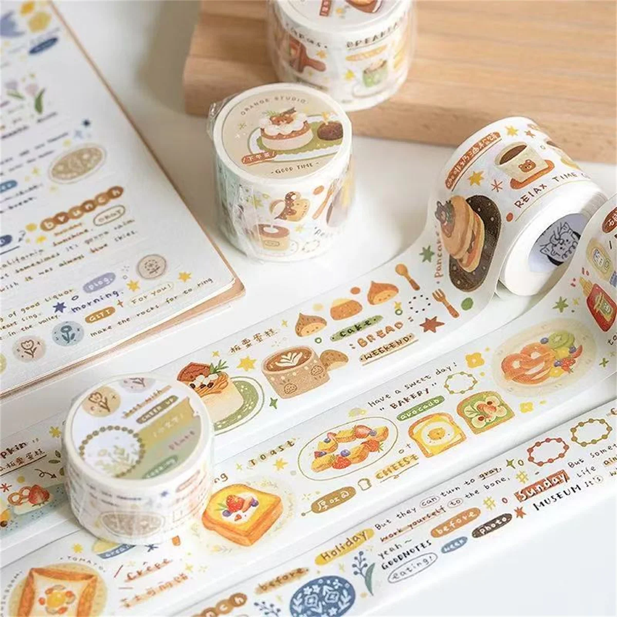 Orange Studio Vintage High Tea Frühstück Mittagessen Washi PET Tape Planer DIY Kartenherstellung Scrapbooking Plan Dekorative Aufkleber