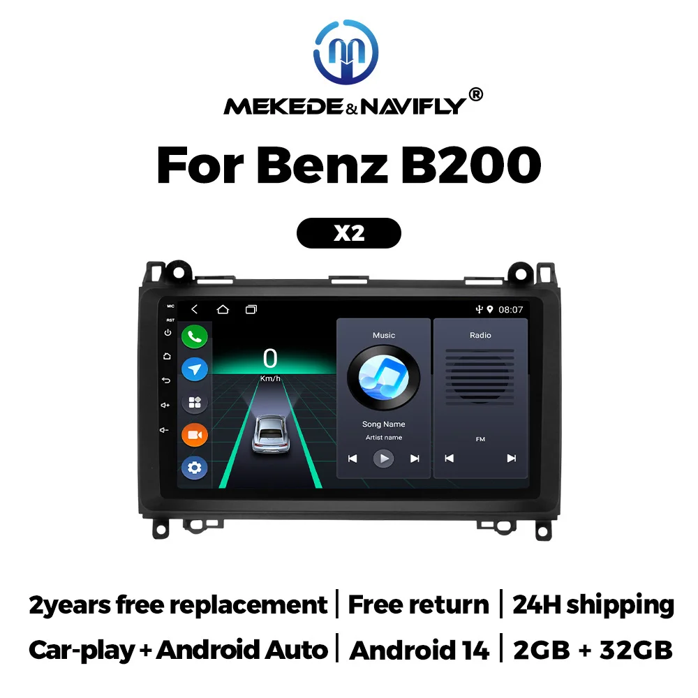 NAVIFLY&MEKEDE Für Mercedes Benz B200 Sprinter W906 W639 A B Klasse W169 W245 Viano Vito Android 14 Auto Radio Carplay auto Stereo Image