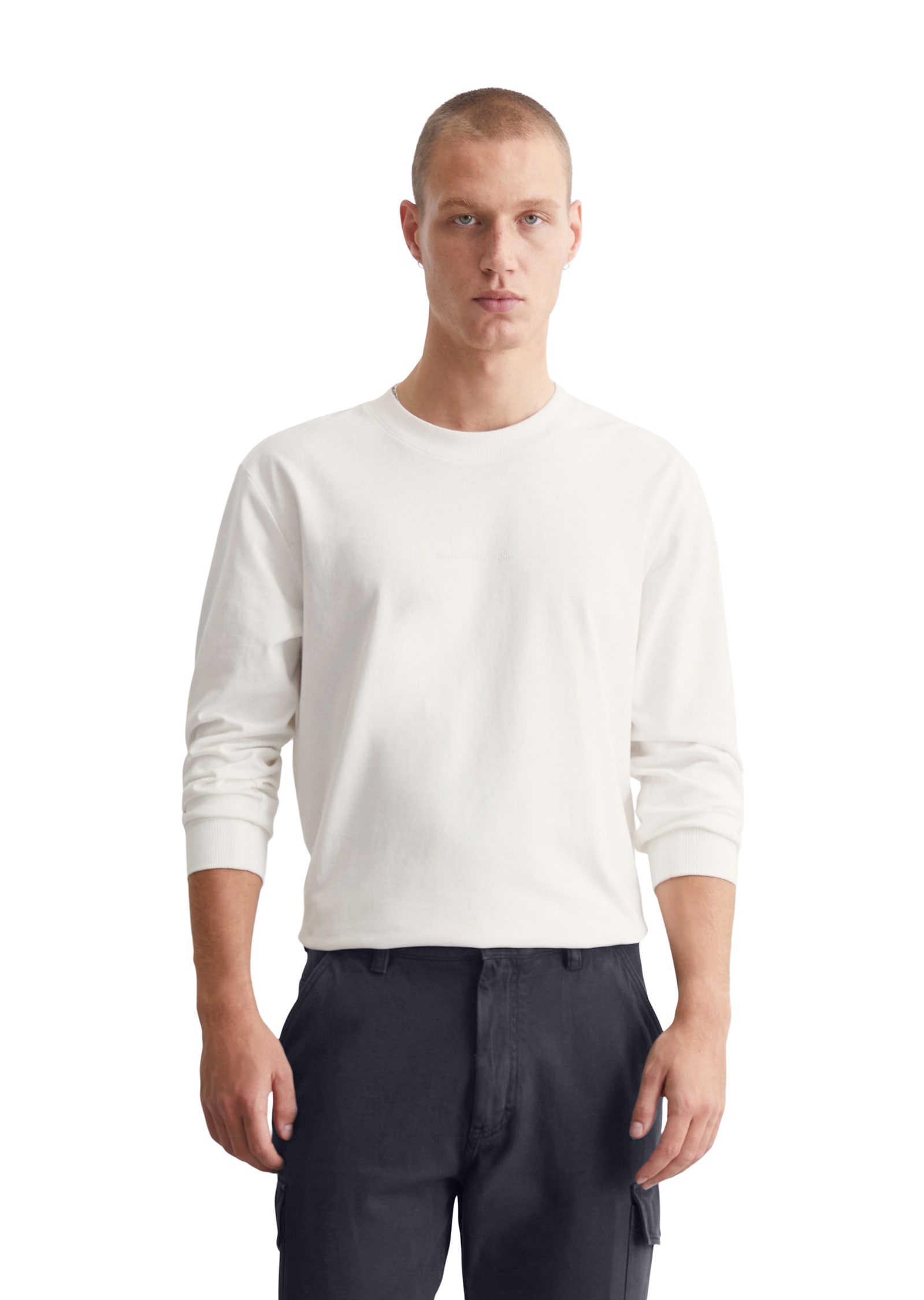 Chinohose MARC O'POLO DENIM "aus Bio-Baumwoll-Twill", Herren, Gr. 32, Länge 32, blau (true navy), Obermaterial: 100% Baumwolle, unifarben, gerade, unten schmal normal, Hosen Chinohose