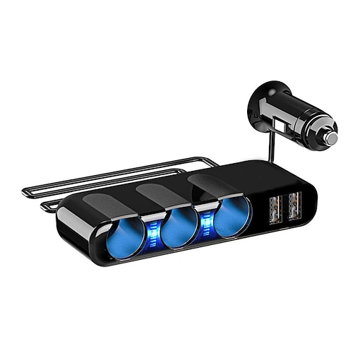 3-Wege-Splitter für Zigarettenanzünder im Auto, Dual-USB-Splitter-Adapter für Autoladegeräte, 5V, 3,5A, 120W, universelle Zigarettenanzünderbuchse mit LED-Leuchten, geeignet zum Aufladen von Image