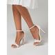 Women's White Lace Stiletto Wedding Heels with Ankle Strap and Open Toe – Elegant Bridal Shoes for Weddings and Formal Occasions