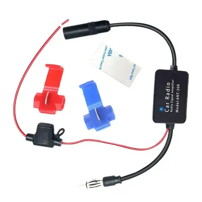 12V Car Antenna Signal Amplifier Set Car Antenna Booster Car FM AM Radio Signal Amplifier for ANT208