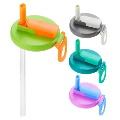 4 Pack/set Can Covers With Straws Silicone Soda Can Toppers Leakproof Can Lids For Kids Reusable