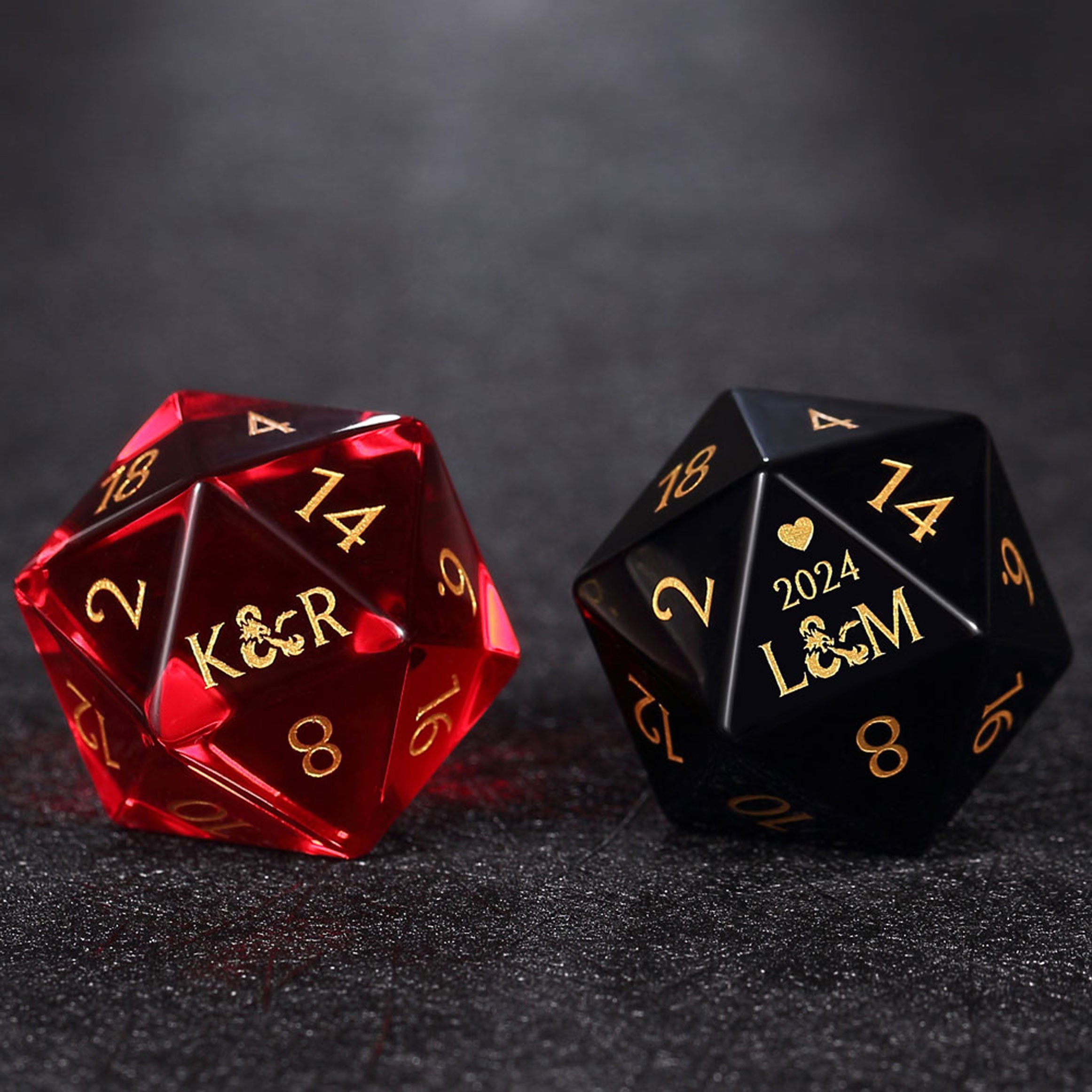 Dadi personalizzati per matrimonio / Dadi personalizzati D20 / Dungeons & Dragons / Dadi DND / Dadi di pietra / Dadi neri / Dadi dello sposo / Dadi de