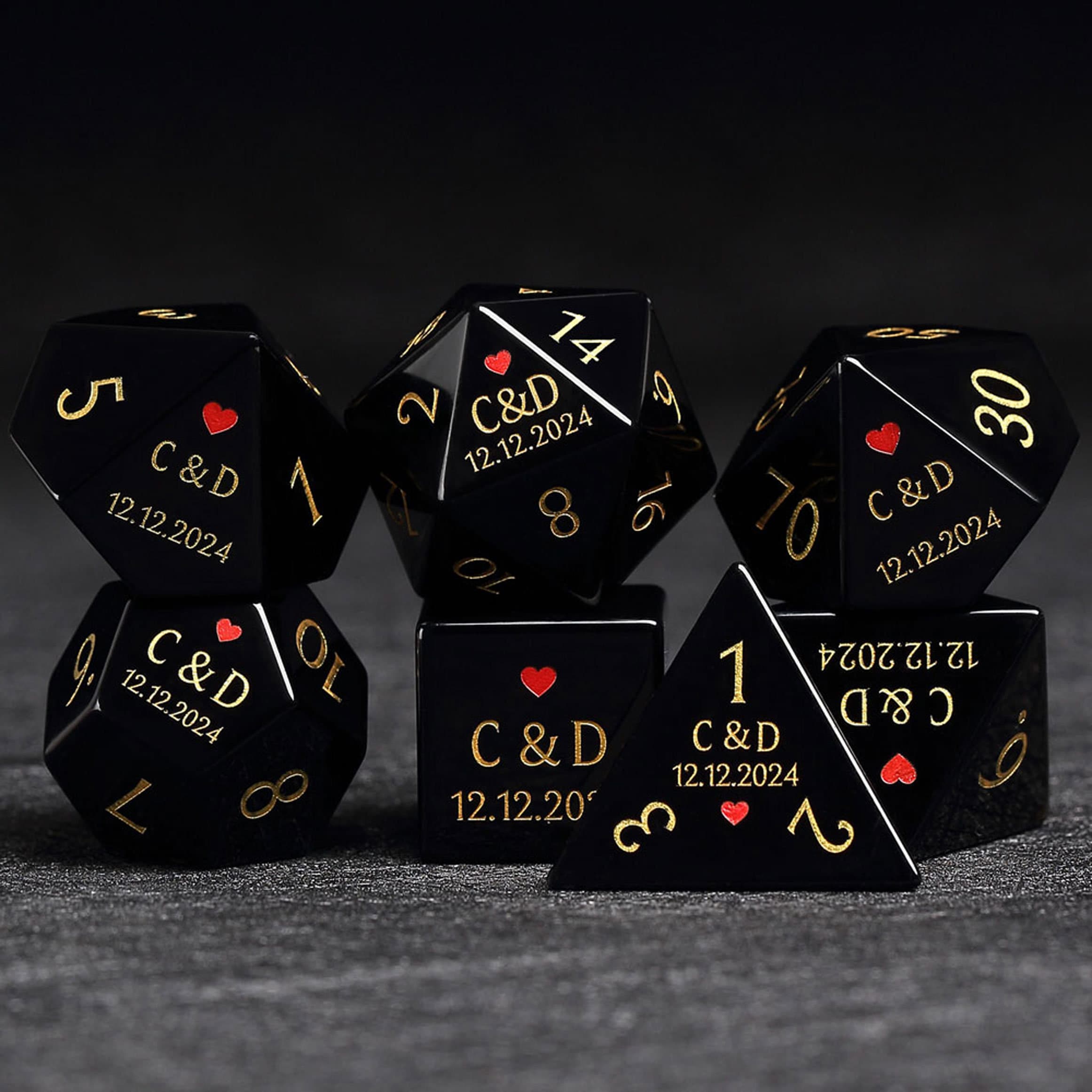 Dadi personalizzati per matrimonio / Dadi personalizzati D20 / Dungeons & Dragons / Dadi DND / Dadi di pietra / Dadi neri / Dadi dello sposo / Dadi de