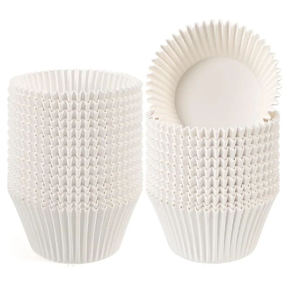 200 Stück weiße Cupcake-Liner Antihaft-Back becher Muffin Cupcake Geschenk papier falten resistente Muffin becher für die Hochzeits küche Image