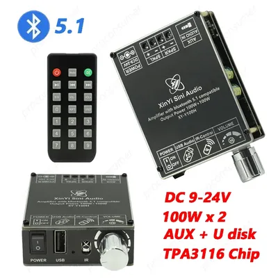 XY-Y100H aux lautsprecher stereo verstärker modul bluetooth 2. 0 2x 100w audio amp tpa3116 chip digitale leistungs verstärker stereo board Image