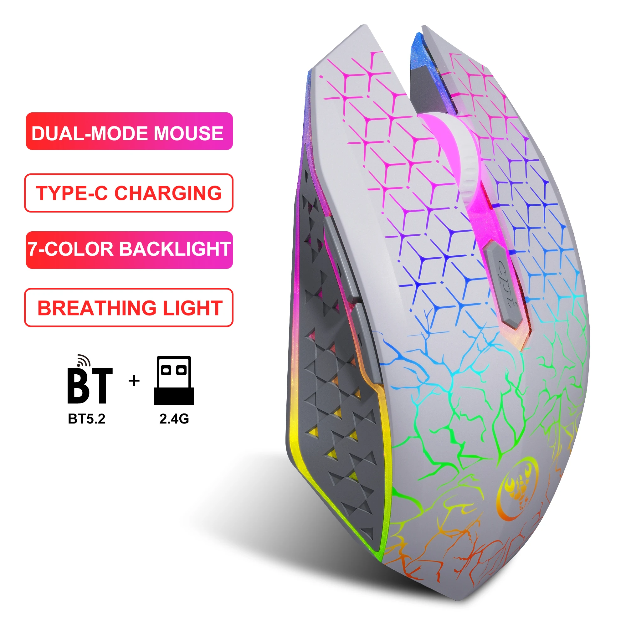 Neue Ankunft Ergonomische 3D Dual Mode RGB Hintergrundbeleuchtung Gaming Maus 6-Tasten Wiederaufladbare 500 mAh Drahtlose Maus Optische tablet Spiel