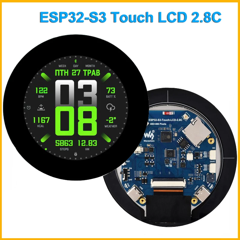 Waveshare ESP32-S3 2,8 Zoll IPS Touchscreen Rundes LCD-Entwicklungsboard 32-Bit LX7 Prozessor ESP32-Display für ArduinoIDE ESP-IDF Image