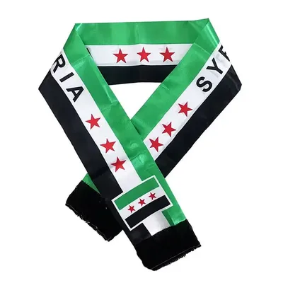 Syrisches Schal-Banner, grün-weiß gestreiftes Schal-Banner, Syrien-Drei-Sterne-Banner, Syrische Image