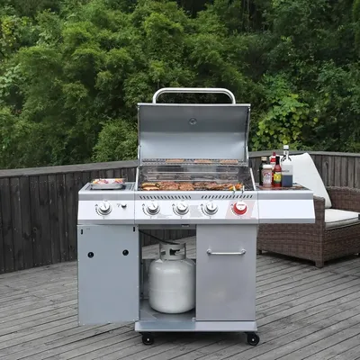 Stainless Steel Grill with 54,000 BTUs Cooking Power for Outdoor Patio Garden Picnic Backyard