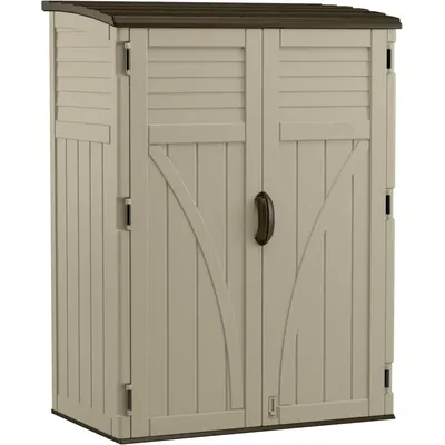 54 Cubic Feet Vertical Storage Shed with Durable Plastic Construction, Multiple Wall Panels and