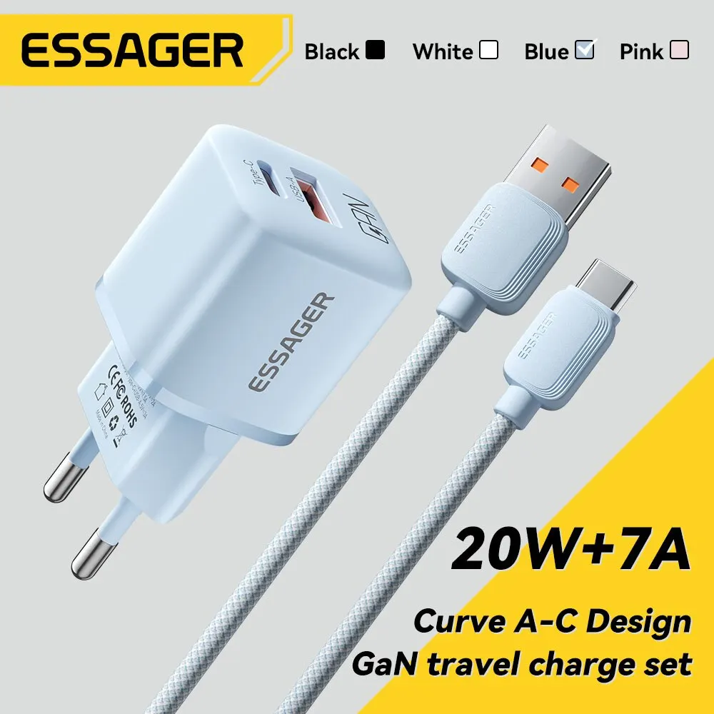 Essager 20w gan usb typ c ladegerät pd schnell lade telefon qc 3,0 schnell ladegeräte für iphone 14 13 12 11 pro max mini ipad aufladen Image