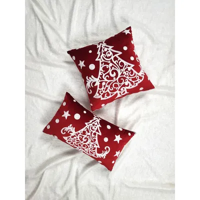 1 Stück roter niederländischer Samt-Weihnachtsbaum-Stickerei-Kissenbezug, verschiedene Größen und mehrere Räume Image