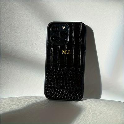 TEMU Luxury Personalize Customized 3d Embossed Name Letter Pu Soft Phone Case For Iphone 15 14 13 Pro Max 12 11 14 15 Plus Xr Protective Cover Image