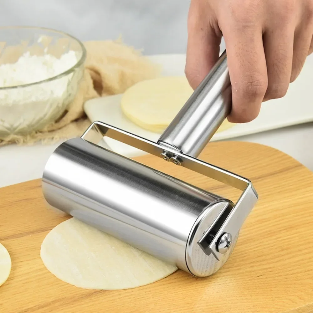 Edelstahl Teig Roller Zweiseitige küche Antihaft Nudelholz Hause Backen Werkzeuge Für Fondant Kuchen Kruste Cookie Gebäck pizza Image