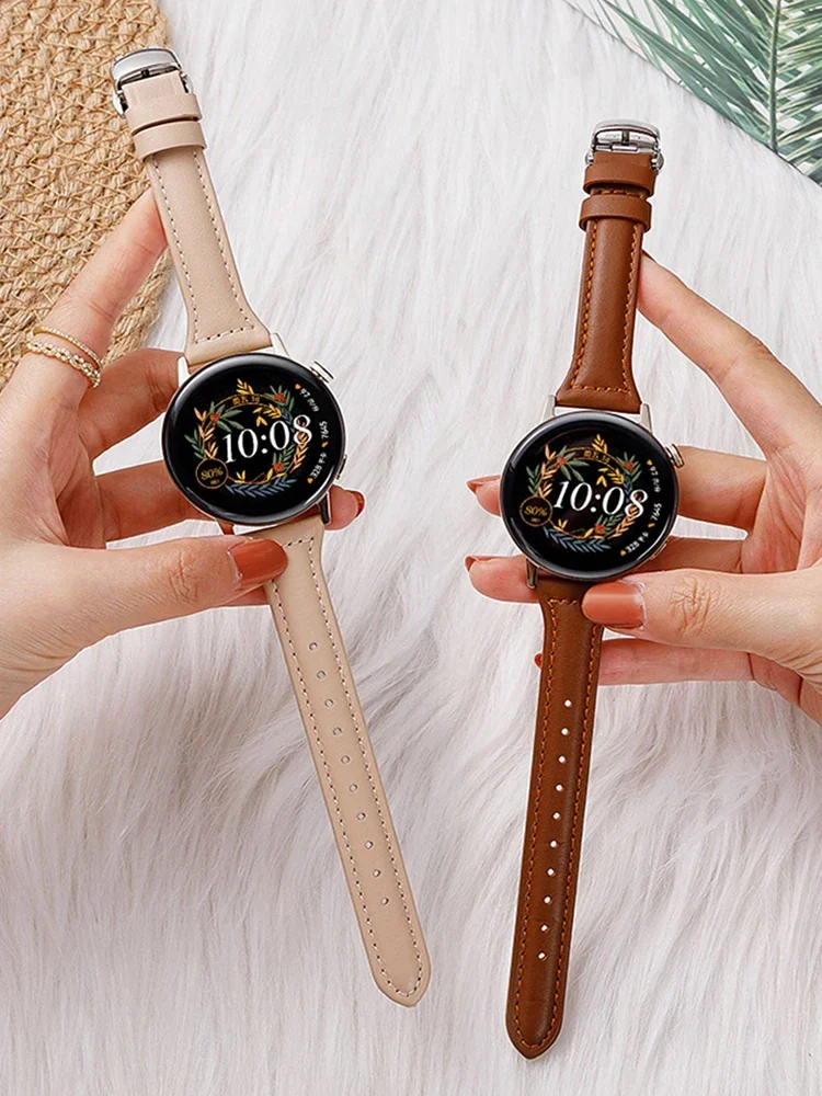 Schlankes Lederarmband für Samsung Galaxy Watch 7/FE/6/5/5 Pro/4 Classic/Active 2 20 mm 22 mm Sportarmband Amazfit GTS 4/2/Mini-Band Image