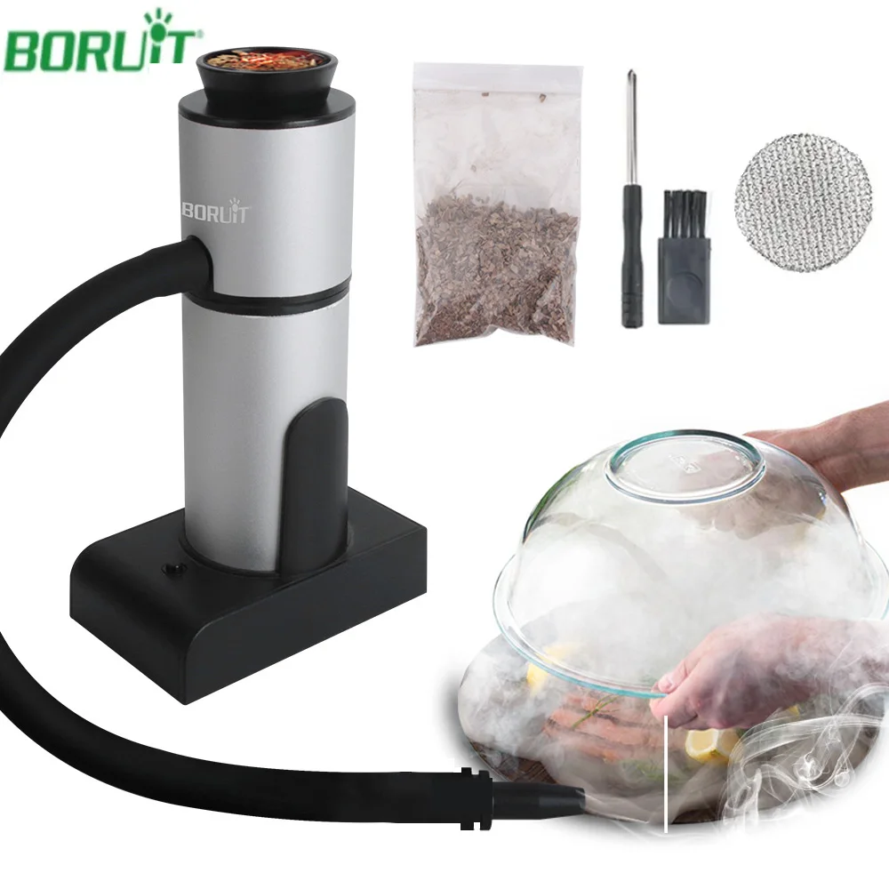 BORUiT Tragbarer Kaltrauchgenerator für Lebensmittel, molekulare Küche, Räucherpistole, Fleisch, Räucherei, Kochen für Küche, Grill, Räucherofen, Holz Image
