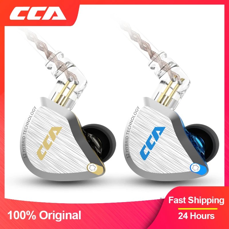 CCA C12 Metall Headset 5BA + 1DD Hybrid 12 Einheiten HIFI Bass Ohrhörer Noise Cancelling Kopfhörer In Ear Monitor kopfhörer KZ ZSX ZAX Image