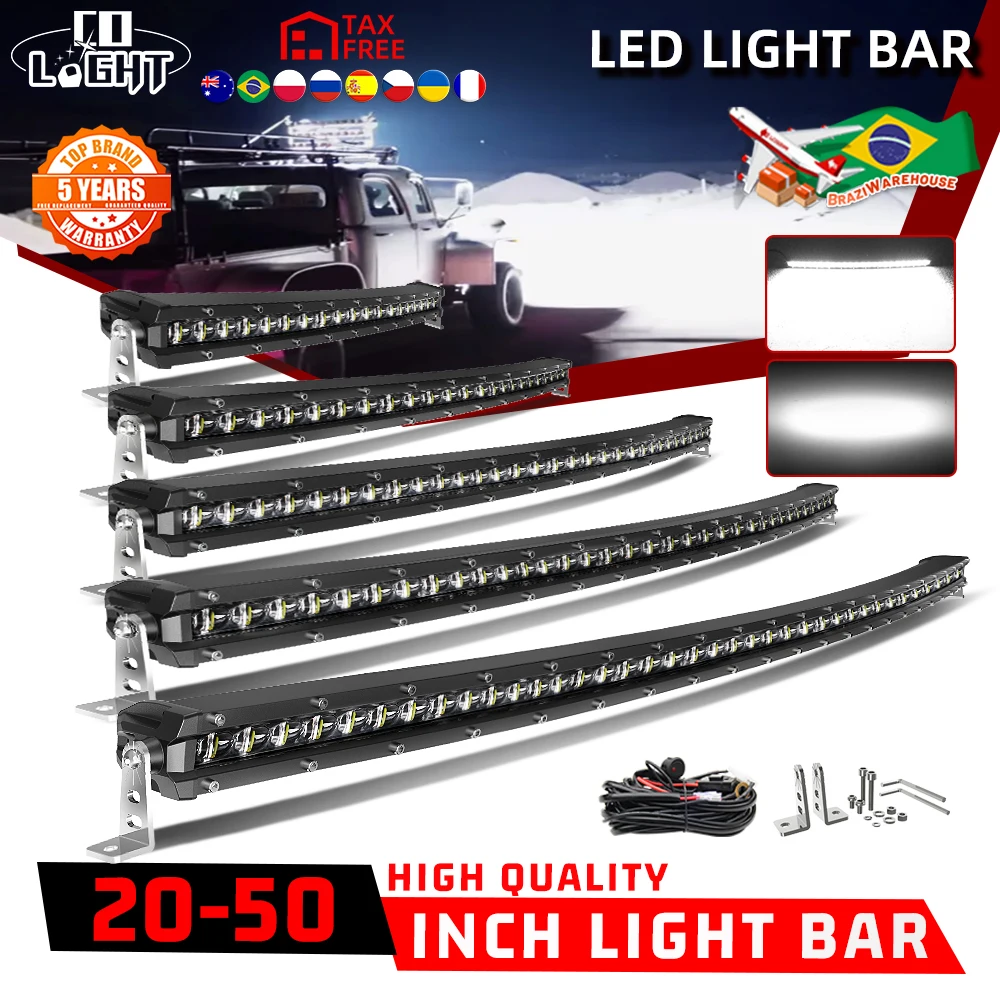 CO LIGHT 20 "26" 32 "44" 50 "nuova barra luminosa a LED curva sottile luce di lavoro Spot Flood Combo guida fuoristrada per auto SUV 4x4 12V 24V