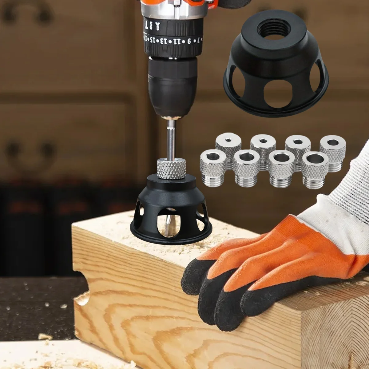 Guida per trapano verticale sostituibile Kit di maschere per tasselli Posizionamento del trapano Maschera per fori tascabili in lega di alluminio Localizzatore di guide ad angolo retto