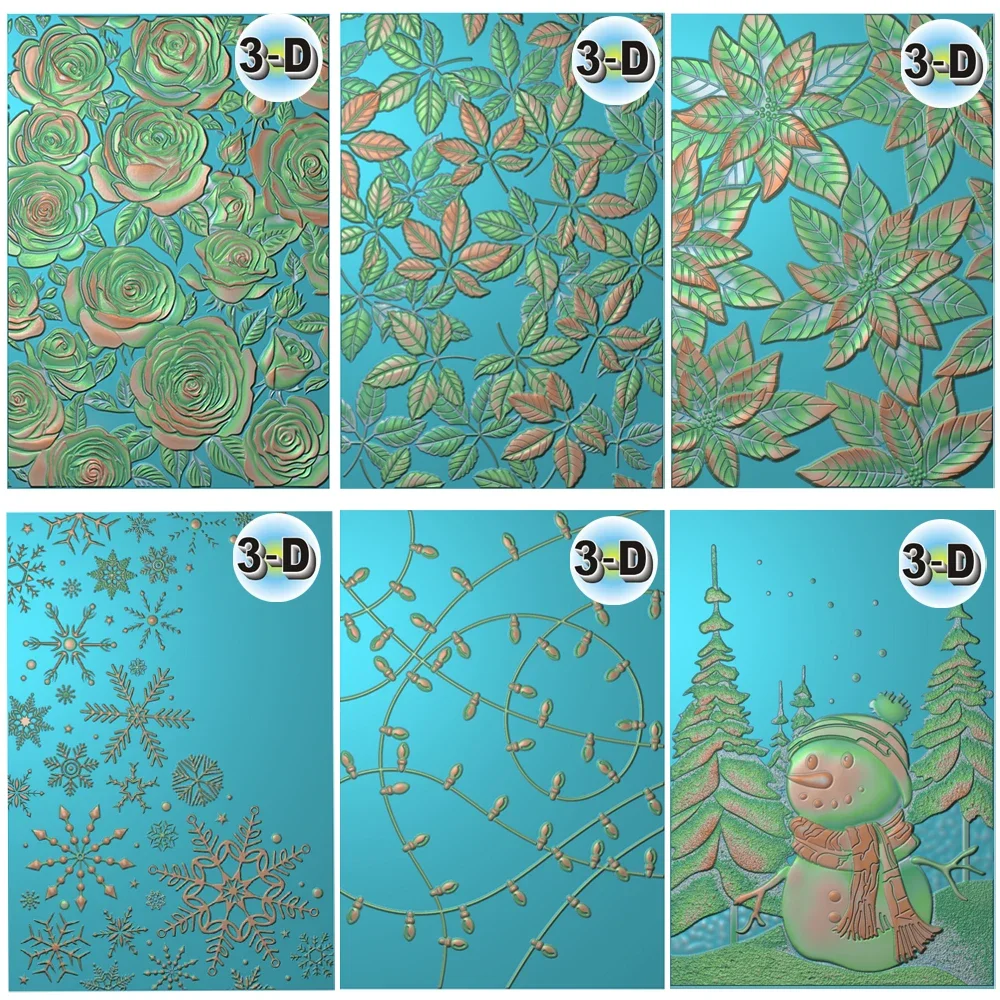 Skizzende Blätter, Weihnachtsschneemann, Schneeflocken-Blumenmuster, 3D-Prägeordner zum Hinzufügen von strukturierten Details an Papierhandwerkskarten Image