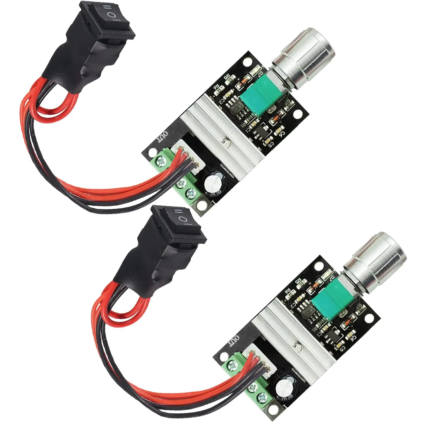 2er-Pack 6V 12V 24V 28V 3A 80W 1203BB DC-Motordrehzahlregler PWM Geschwindigkeit einstellbarer umkehrbarer Motortreiberschalter Umkehr Image