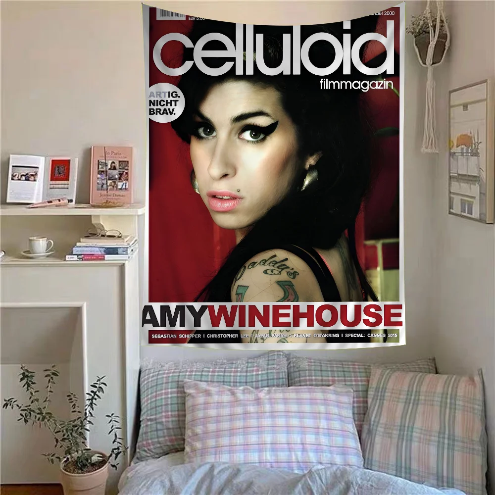 A-amy w-wine house Sänger Tapisserie Anime Tapisserie hängen Tarot Hippie Wandteppiche Wohnheim Wandbehang Blätter Anime Tapisserie