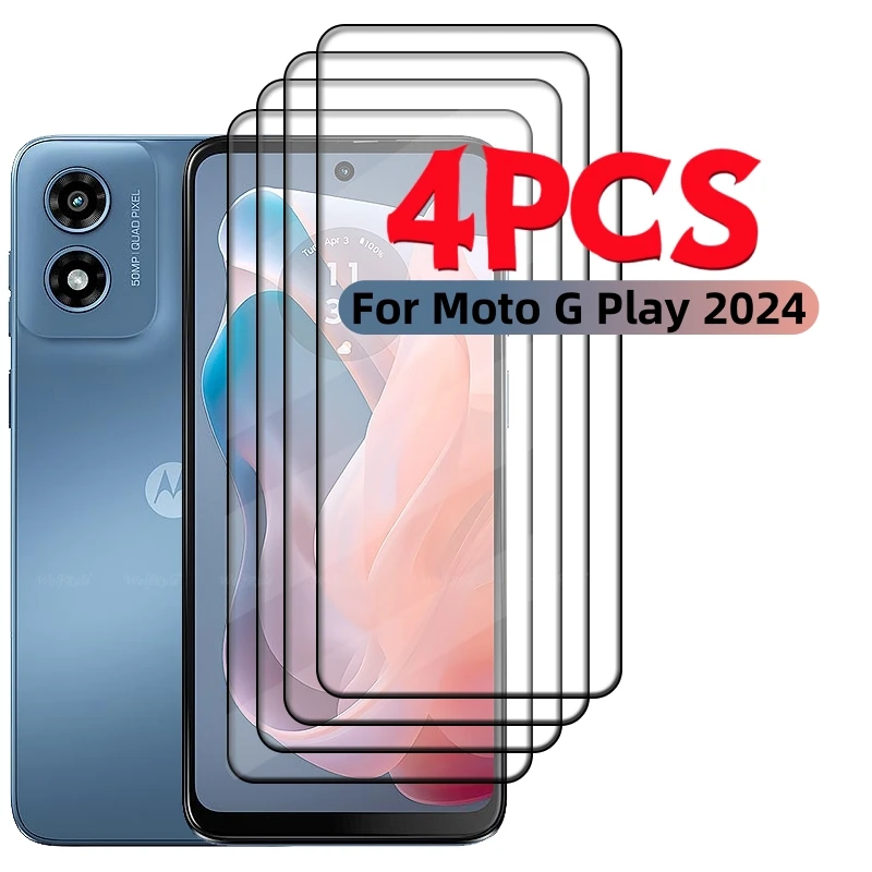 4 pièces couverture complète verre pour Motorola Moto G Play 2024 verre Moto G Play 2024 verre de protection 9H protecteur d